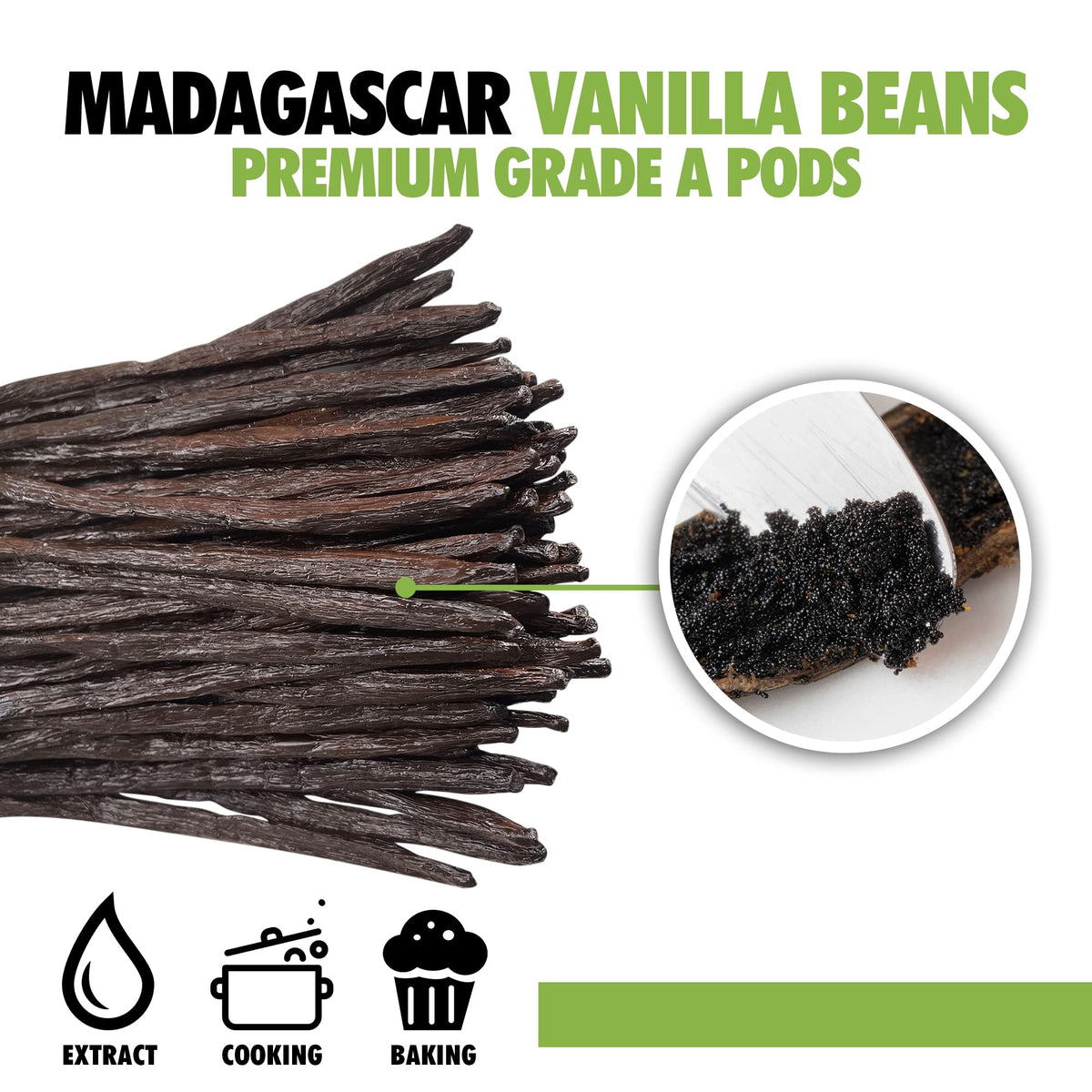FITNCLEAN VANILLA: 25 Organic Madagascar Vanilla Beans Grade A – USDA Organic Bourbon Vanilla for Extract & Baking
