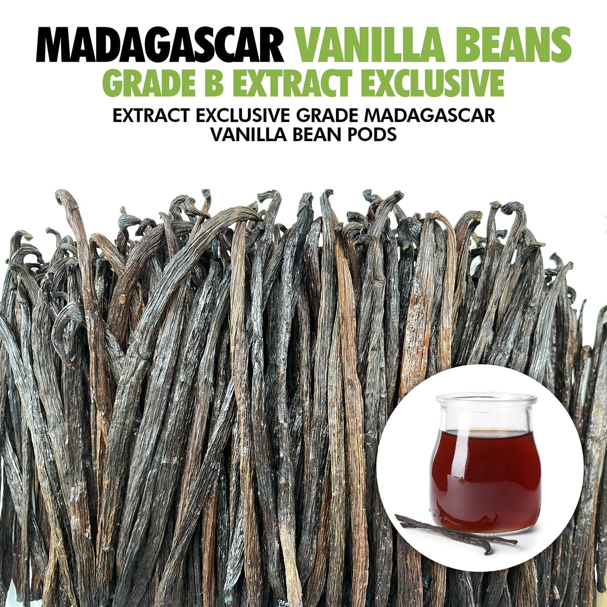 FITNCLEAN Vanilla Pods — 55 Organic Madagascar Bourbon Grade B (4–5 inches), USDA Organic