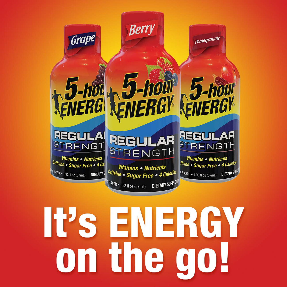 5-hour ENERGY Shot Berry Regular Strength – 1.93 oz, 48 Pack | Zero Sugar, Low Calorie Energy
