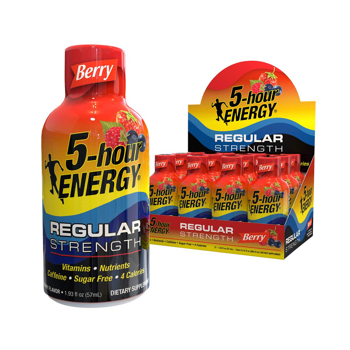 5-hour ENERGY Shot Berry Regular Strength – 1.93 oz, 48 Pack | Zero Sugar, Low Calorie Energy