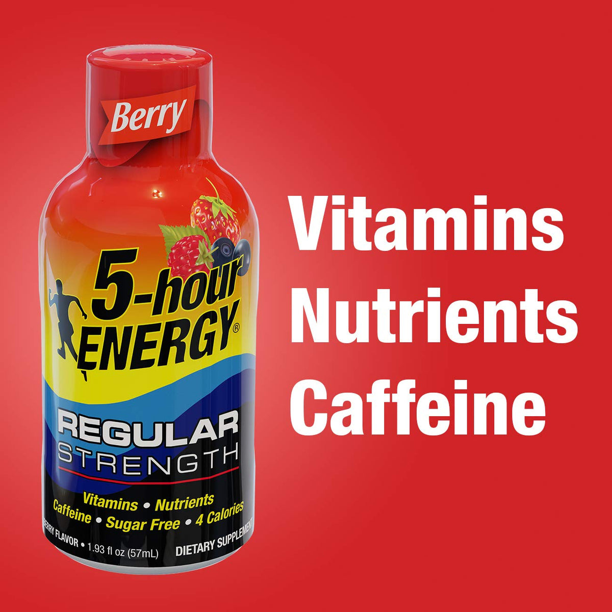 5-hour ENERGY Shot Berry Regular Strength – 1.93 oz, 48 Pack | Zero Sugar, Low Calorie Energy