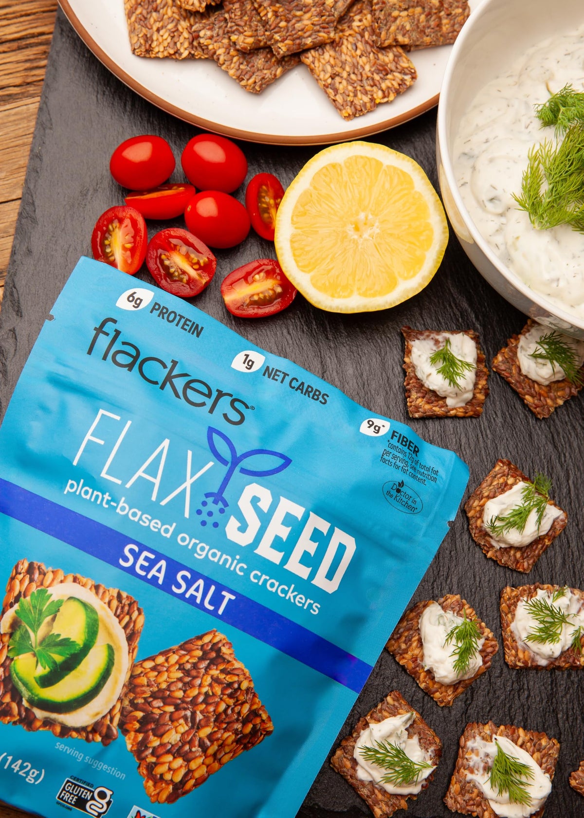 Flackers Organic Sea Salt Flax Seed Crackers – Gluten Free, High Fiber, Low Net Carbs, Vegan Keto Snack (4 x 5 oz)