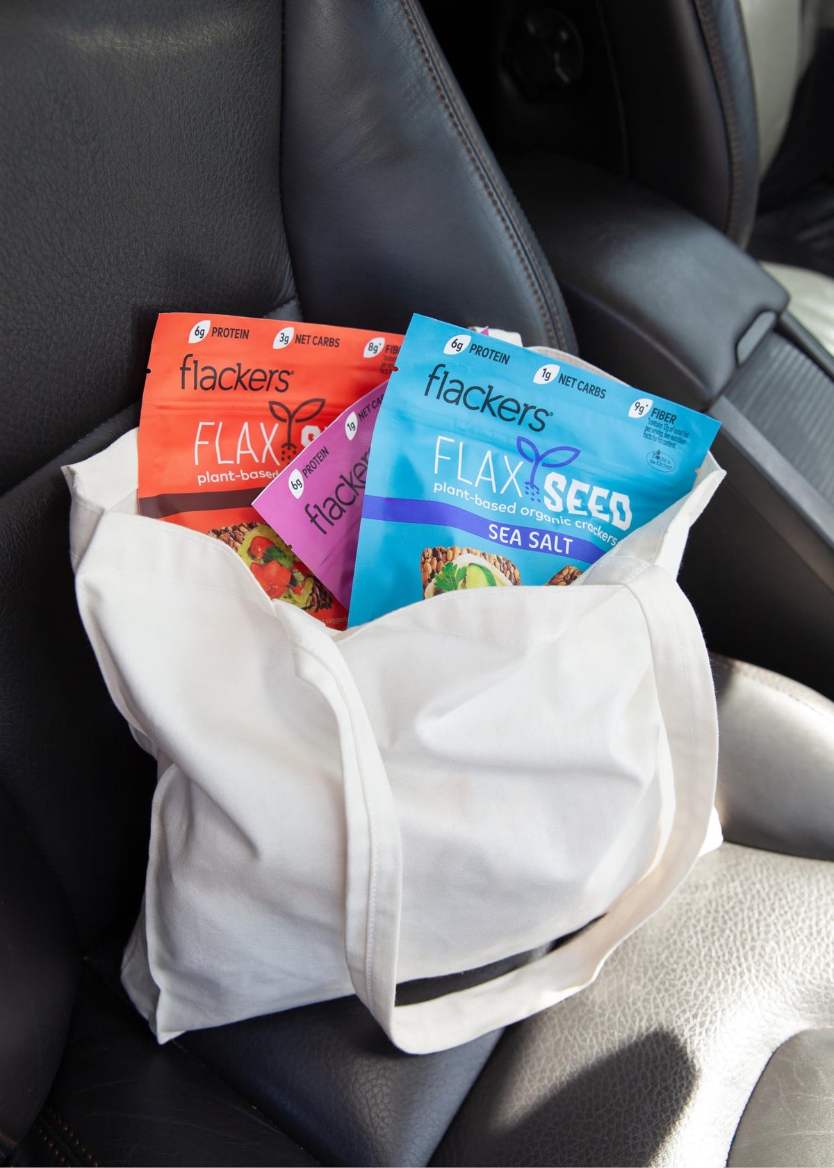 Flackers Organic Variety Flax Seed Crackers — Gluten Free, High Fiber, Low Net Carbs, Plant Protein, Vegan Keto Snack | 4-Pack 5 oz