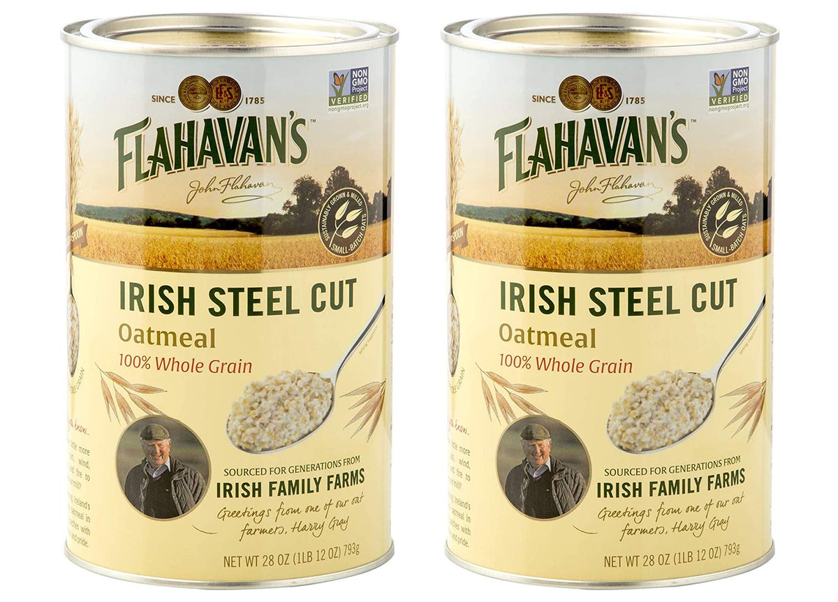 Flahavan's Irish Steel Cut Oatmeal — 2x28oz Tin, 100% Whole Grain, Non-GMO