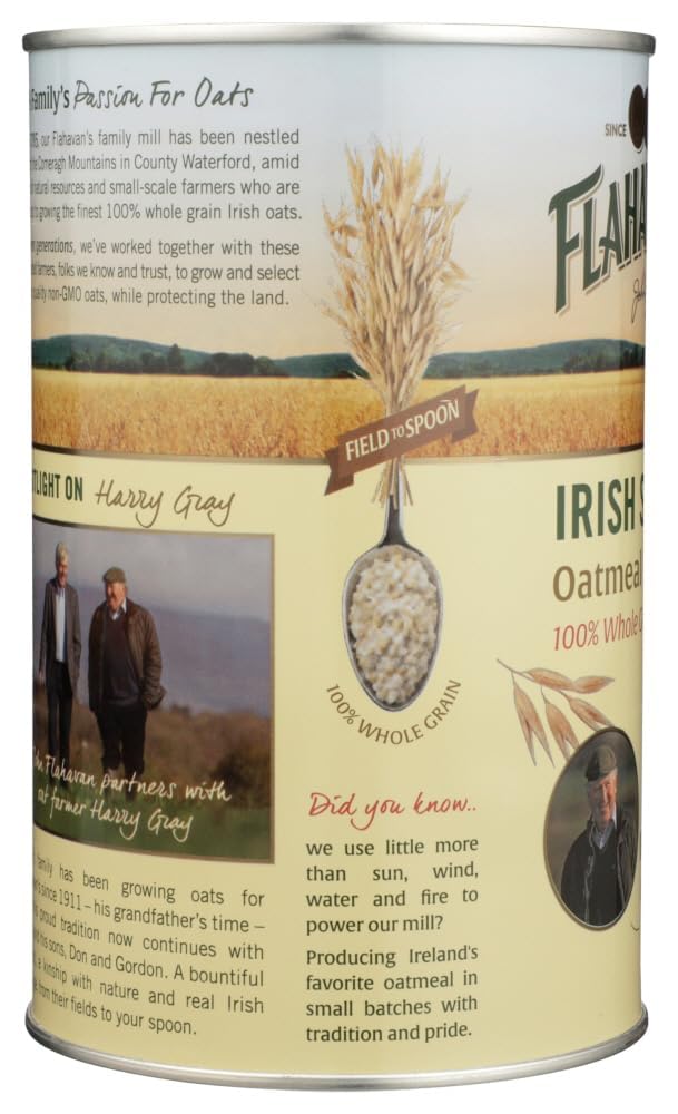 Flahavan's Irish Steel Cut Oatmeal — 2x28oz Tin, 100% Whole Grain, Non-GMO