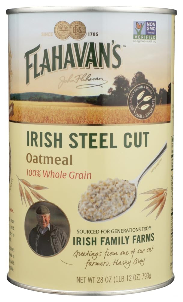 Flahavan's Irish Steel Cut Oatmeal — 2x28oz Tin, 100% Whole Grain, Non-GMO