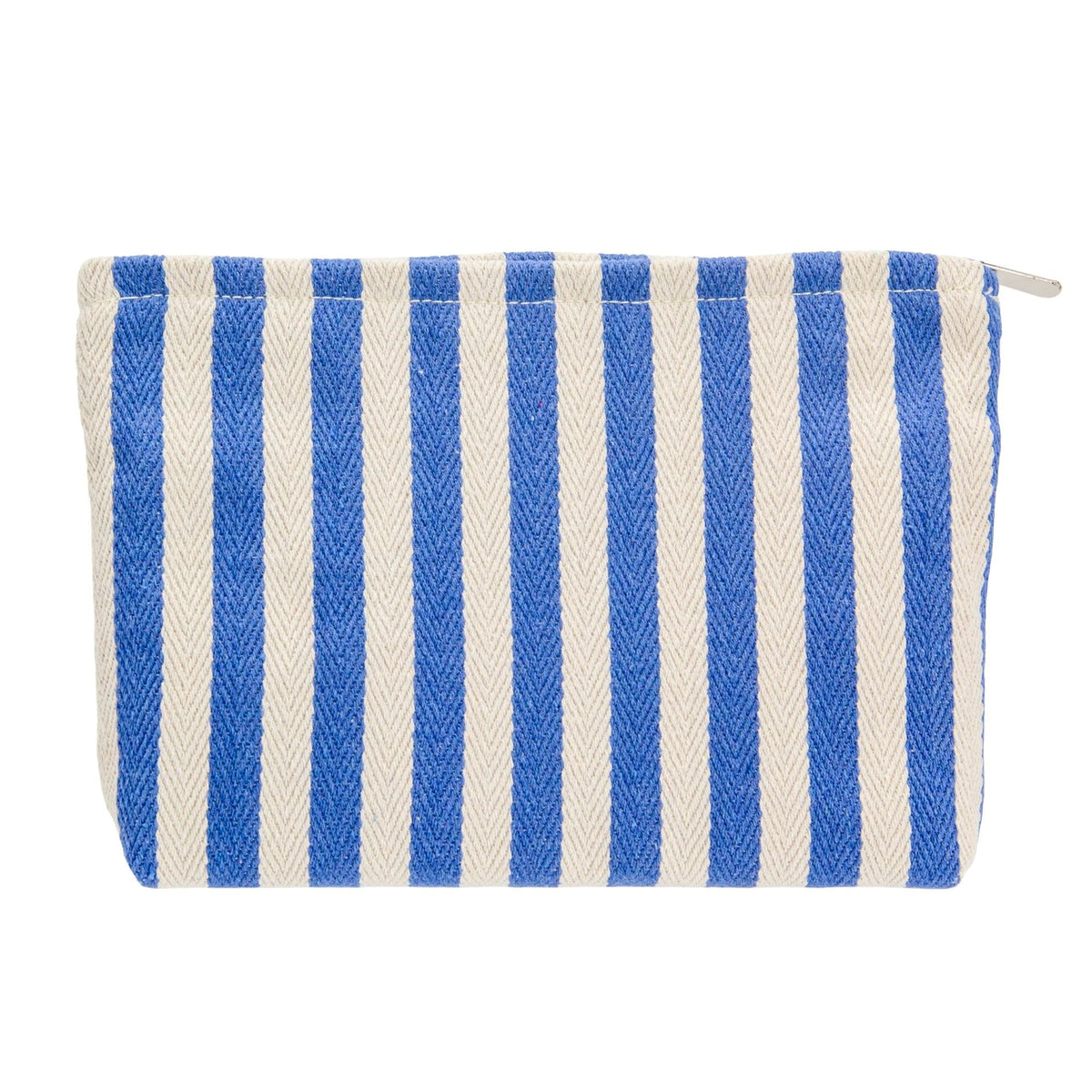 Flat Makeup Bag for Women,Zipper Cosmetic Pouch for Purse,Stripe Blue