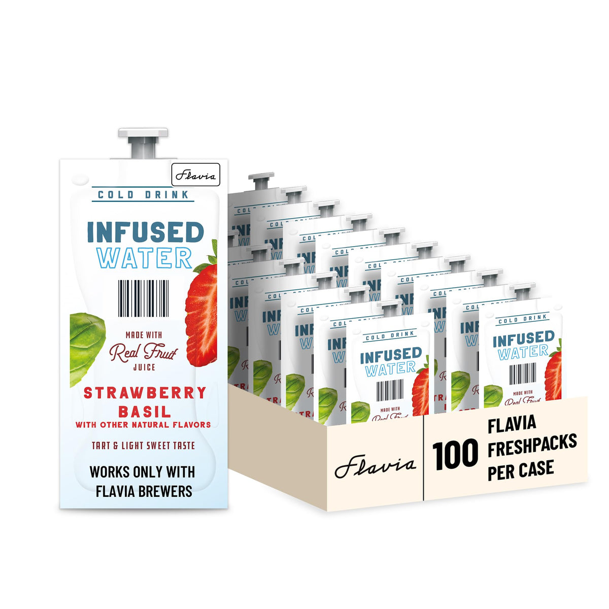 Flavia Strawberry Basil Infused Water Freshpacks for Flavia Brewers – 100-Count Case