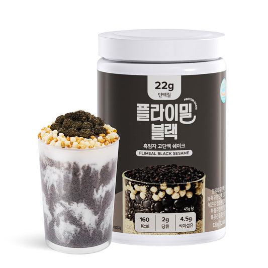 Flimeal Black Sesame Protein Shake with Crunchy Protein Balls — 22g Protein, Low Sugar, Keto-Friendly Meal Replacement, 22.22oz (14 Servings)