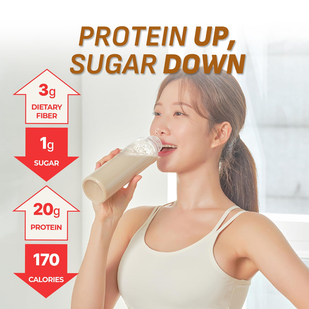 FLIMEAL Brown 17Grains Protein Shake with Crunchy Balls – 20g Protein, Low Sugar, Keto-Friendly, 7 Servings