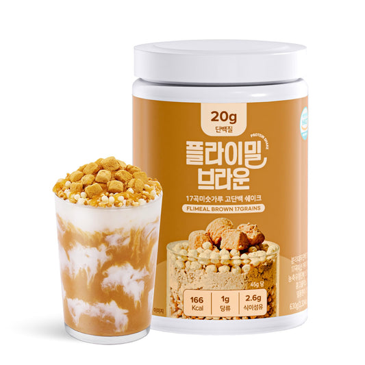Flimeal Brown 17Grains Protein Shake with Crunchy Balls – 20g Protein, Low Sugar, Keto-Friendly 22.22oz