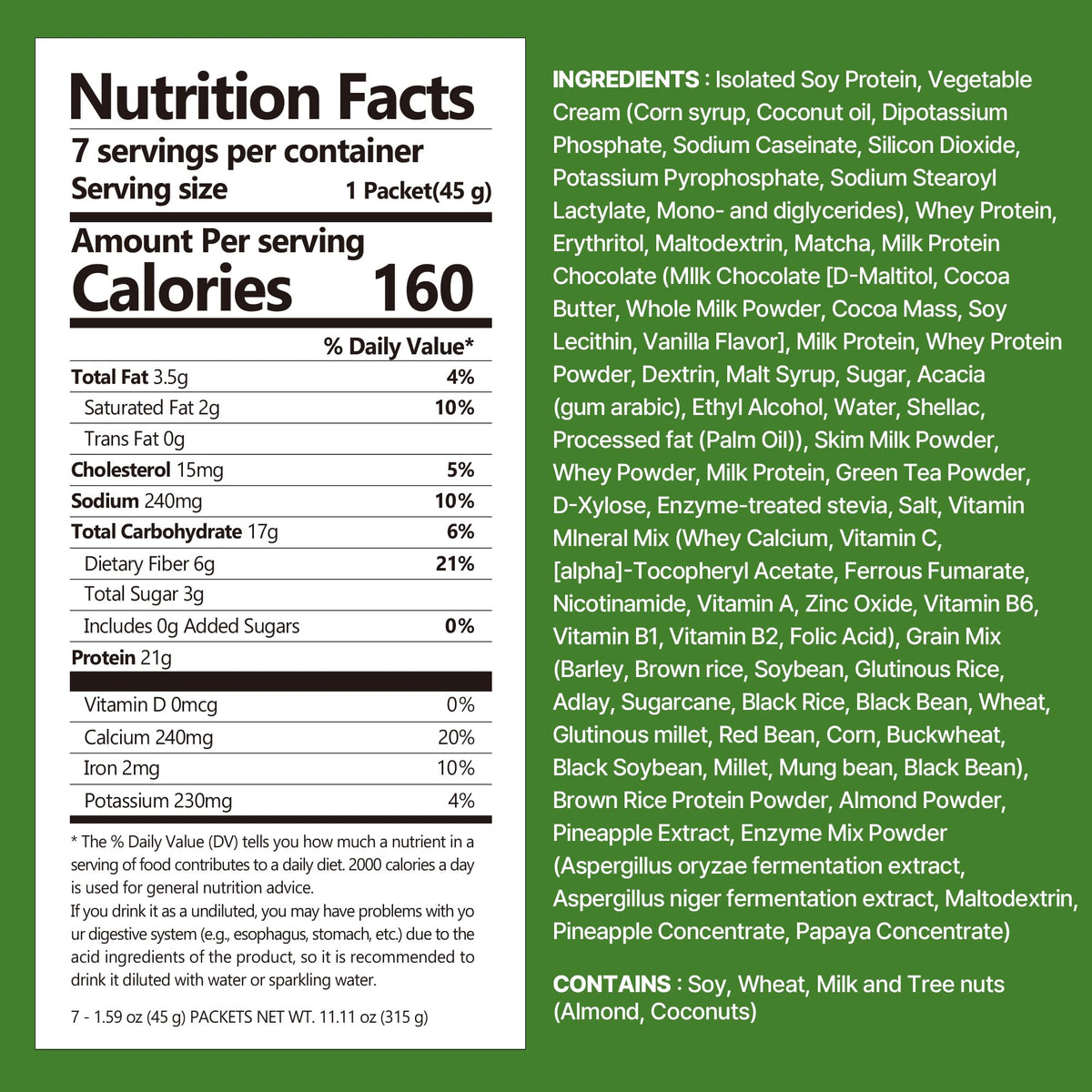 Flimeal GreenTea Matcha Protein Shake with Crunchy Balls – 21g Protein, Low Sugar, Keto-Friendly, 7 Packs