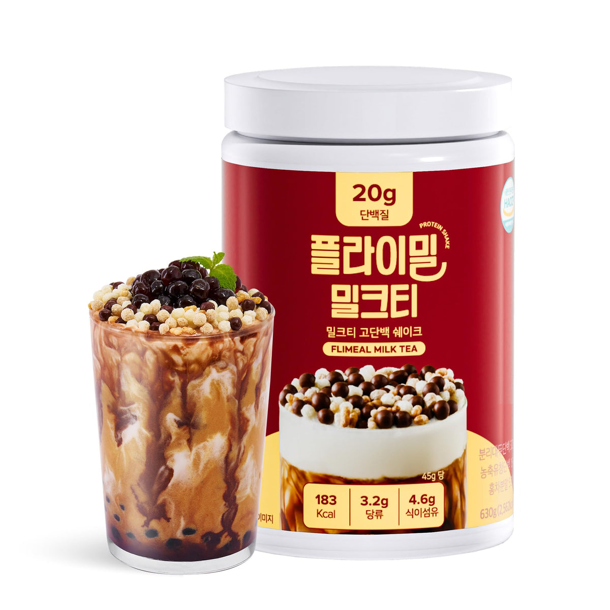 Flimeal Milk Tea Protein Shake with Crunchy Protein Balls – 20g Protein, Low Sugar, Keto-Friendly, 22.22 oz