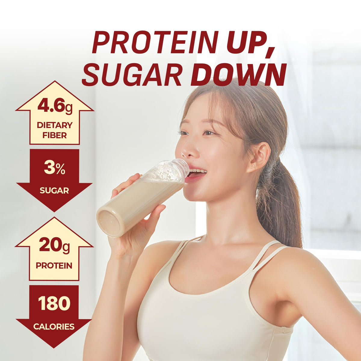 Flimeal Milk Tea Protein Shake with Crunchy Protein Balls – 20g Protein, Low Sugar, Keto-Friendly, 22.22 oz