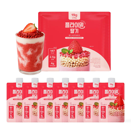 Flimeal Strawberry Protein Shake with Crunchy Protein Balls — 19g Protein, Low Sugar, Keto-Friendly (7 Packs)