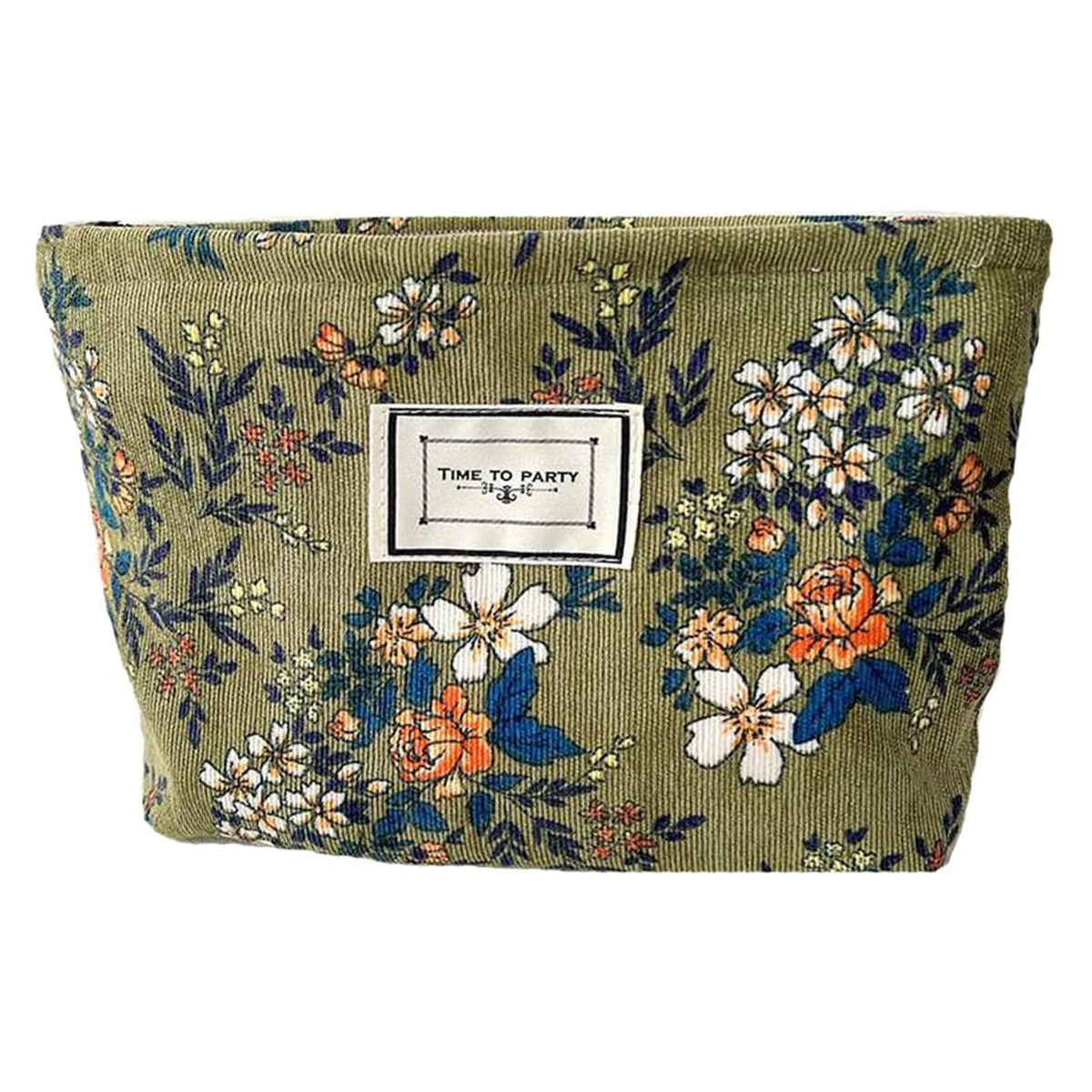 Floral Makeup Bags for Women, Large Cosmetic Pouch for Purse, Dark Green