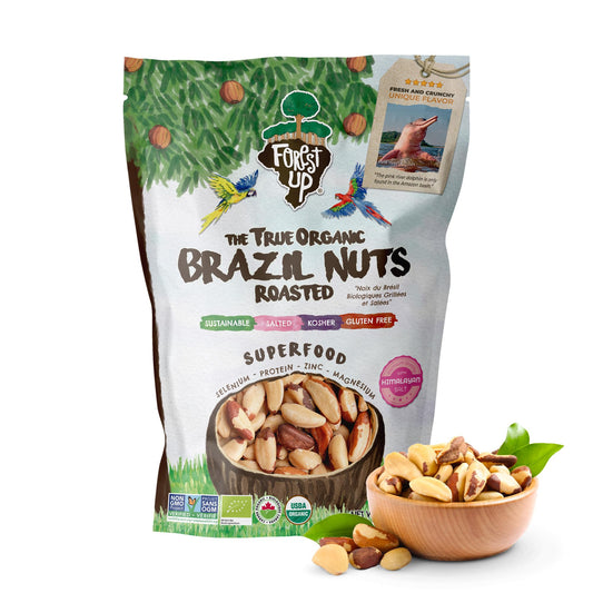Floresta em Pé Snack: True Organic Brazil Nuts 15oz – Roasted with Himalayan Salt, Kosher & Gluten-Free