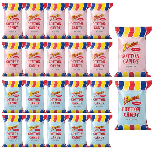 Flossie’s Famous Cotton Candy – Berry Blueberry & Strawberry, Light & Fluffy, 20-Pack