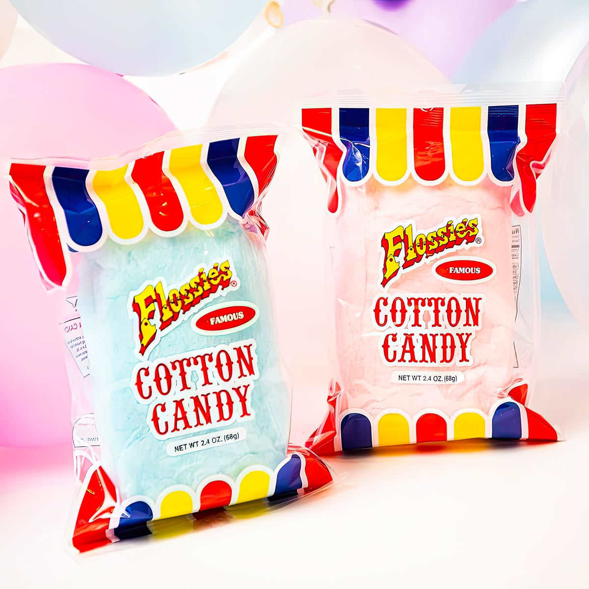 Flossie’s Famous Cotton Candy – Berry Blueberry & Strawberry, Light & Fluffy, 20-Pack