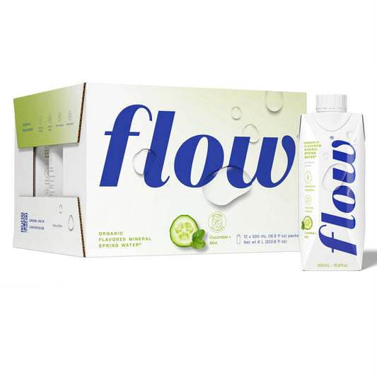 Flow Alkaline Spring Water – Cucumber & Mint, 12-Pack (16.9 fl oz) | Electrolytes, Minerals & Eco-Friendly Packaging