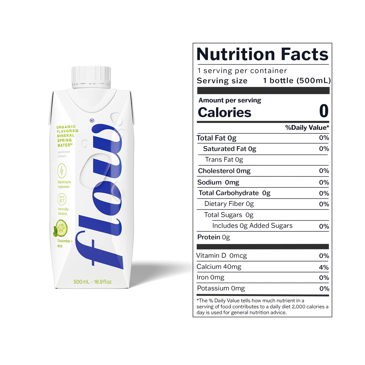 Flow Alkaline Spring Water – Cucumber & Mint, 12-Pack (16.9 fl oz) | Electrolytes, Minerals & Eco-Friendly Packaging