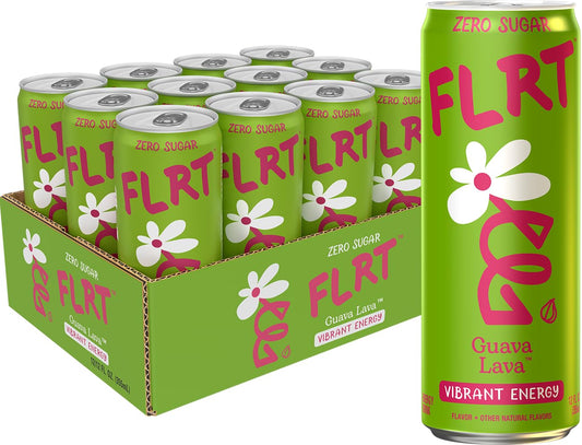 FLRT Energy Guava Lava — Sugar-Free, 200mg Caffeine, 10 Calories, 12 Fl Oz Cans (Pack of 12)