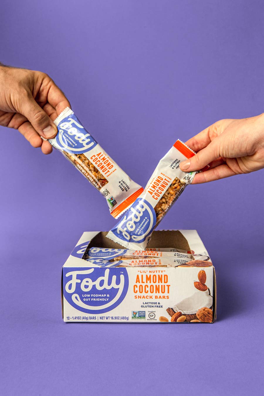 Fody Foods Snack Bars, Almond Coconut – 12 Pack, 6g Protein, Low FODMAP, IBS-Friendly, Vegan