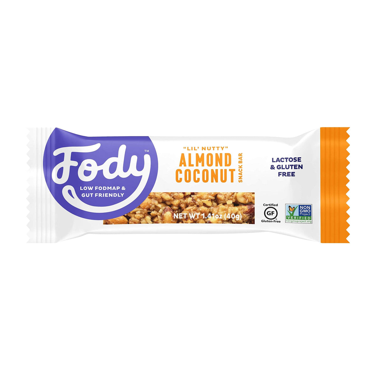 Fody Foods Snack Bars, Almond Coconut – 12 Pack, 6g Protein, Low FODMAP, IBS-Friendly, Vegan
