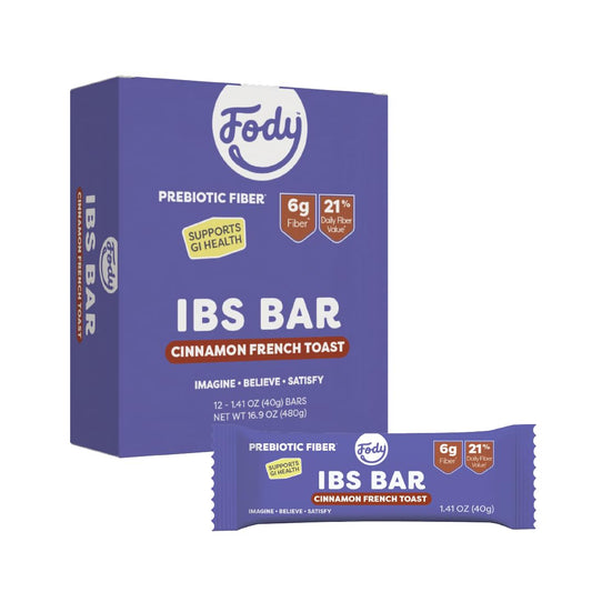 Fody Cinnamon French Toast IBS Snack Bars — 12 Pack, Low FODMAP, Lactose Free, Gluten Free
