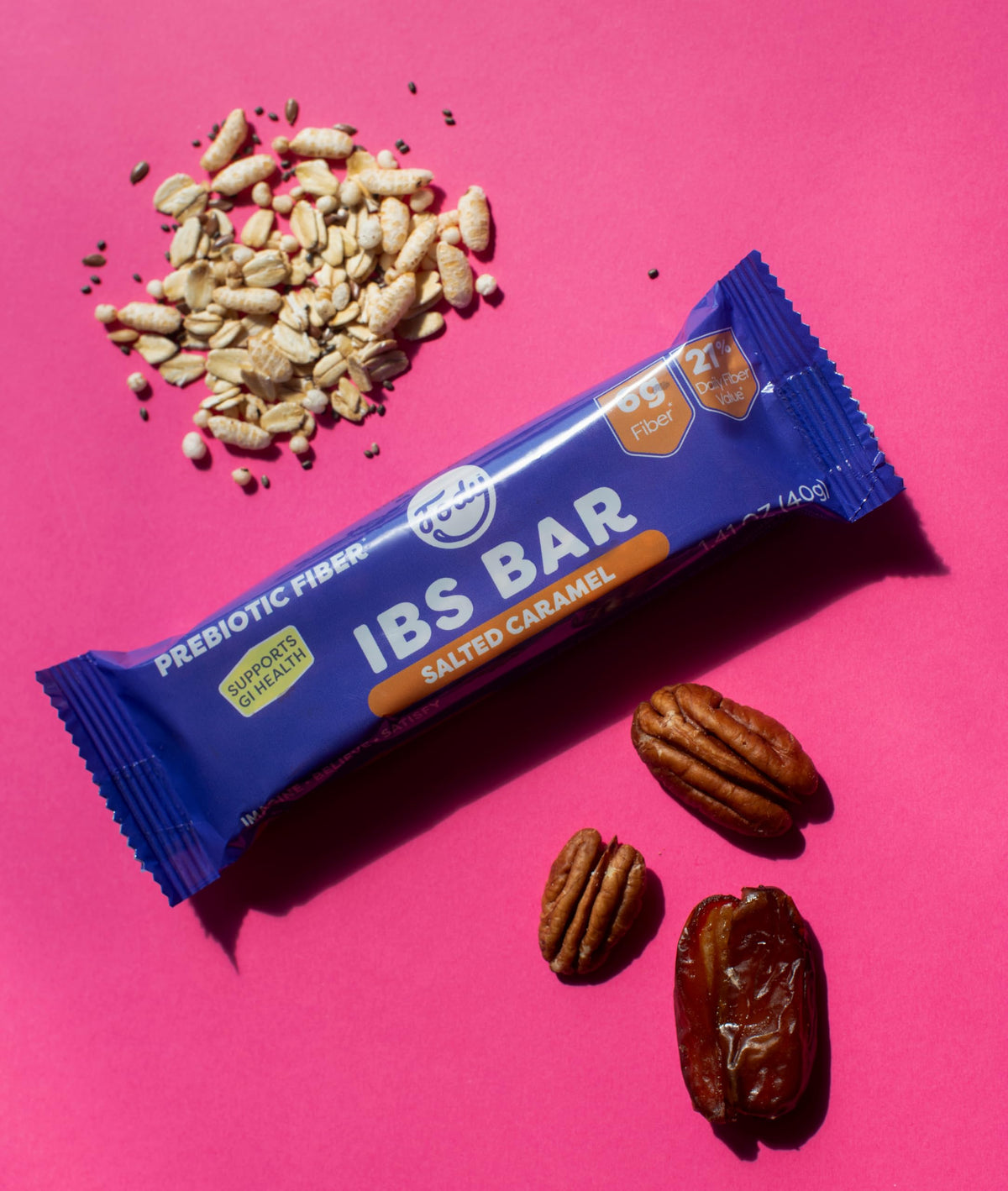 Fody Salted Caramel IBS Snack Bars — Pack of 12, 6g Prebiotic Fiber, Low FODMAP, Gluten & Lactose Free