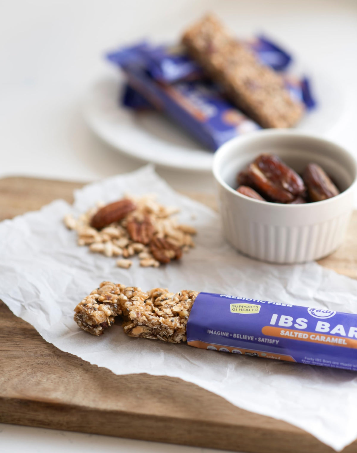 Fody Salted Caramel IBS Snack Bars — Pack of 12, 6g Prebiotic Fiber, Low FODMAP, Gluten & Lactose Free
