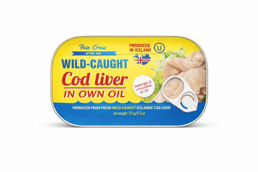 Foie Gras of the Sea Icelandic Cod Liver – Wild-C caught, Canned in Own Oil, 4.3 oz (Pack of 12) – Kosher