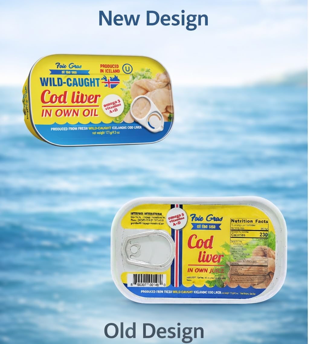 Foie Gras of the Sea Icelandic Cod Liver – Wild-C caught, Canned in Own Oil, 4.3 oz (Pack of 12) – Kosher