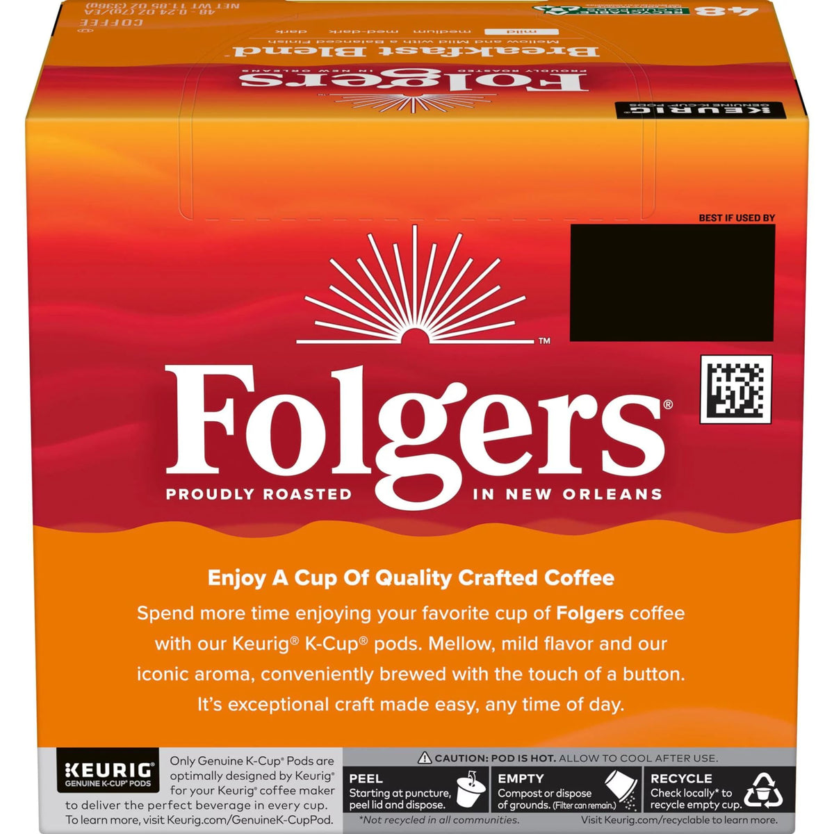 Folgers Breakfast Blend K-Cups – 4x12-Count Pack | Mild, Smooth Morning Coffee