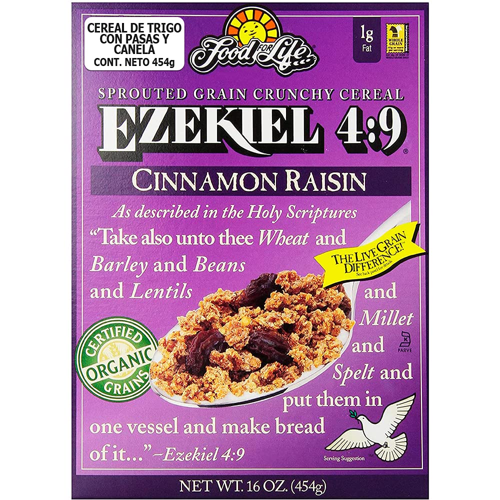 Food For Life Ezekiel 4:9 Cinnamon Raisin Sprouted Grain Cereal, Organic, 16 oz Boxes (Pack of 6)