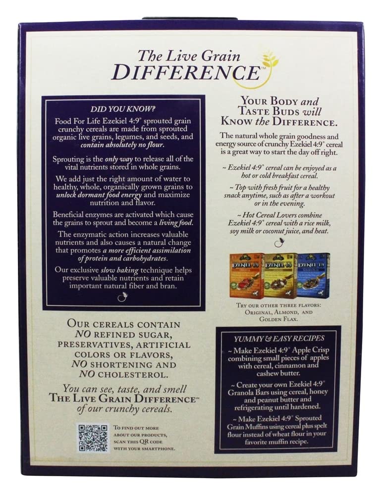 Food for Life Ezekiel Cinnamon Raisin Sprouted Cereal – Organic, No Added Sugar, 16 oz (Case of 6)