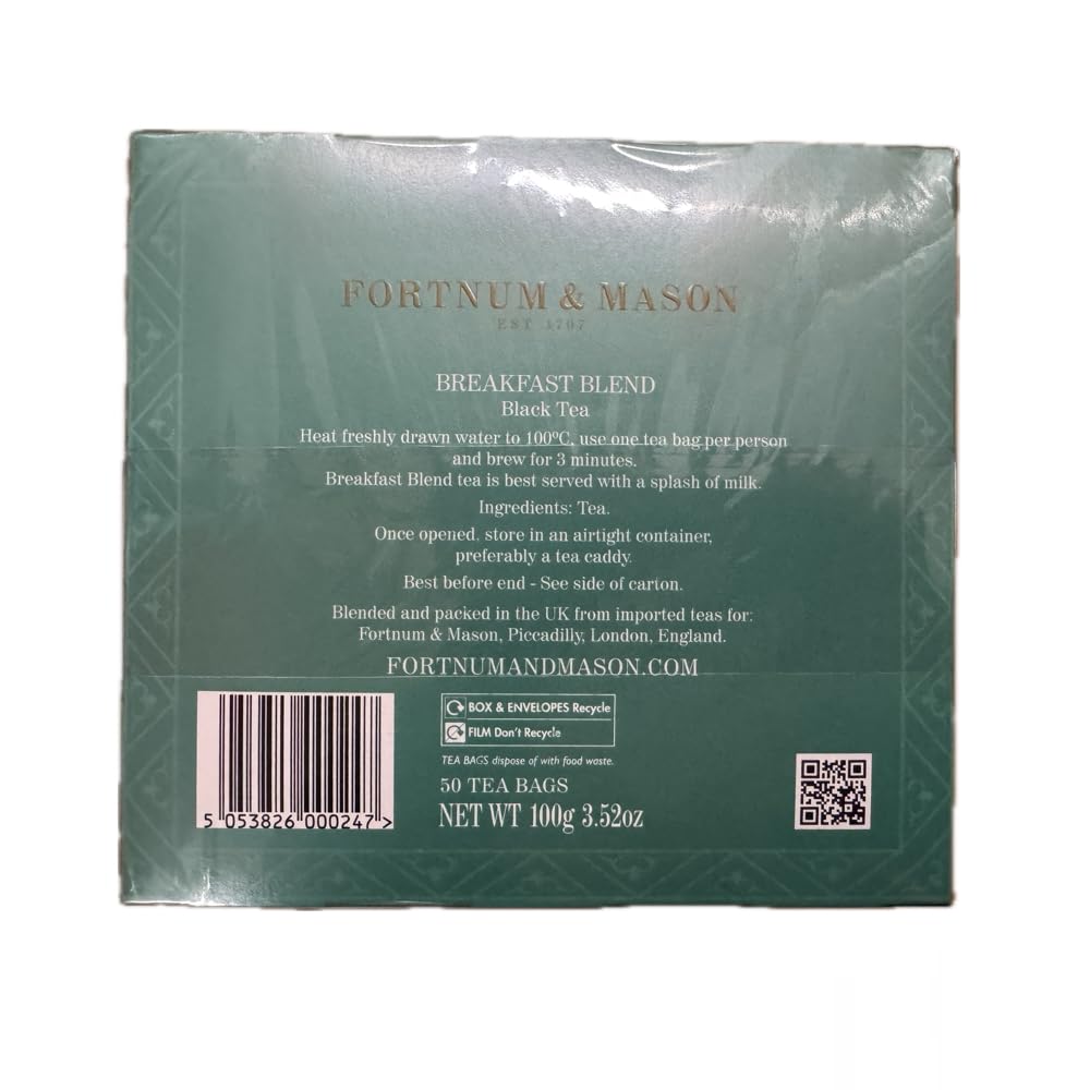 Fortnum & Mason Breakfast Blend Tea Bags – 50 Count (1 Pack)