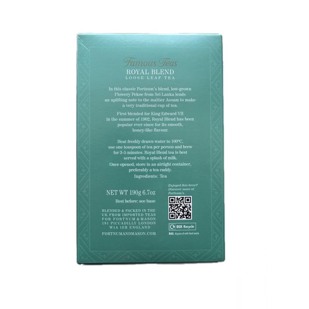 Fortnum & Mason Royal Blend Loose Tea – 190g Card Box (6.7oz) | Classic Sri Lankan Assam Blend
