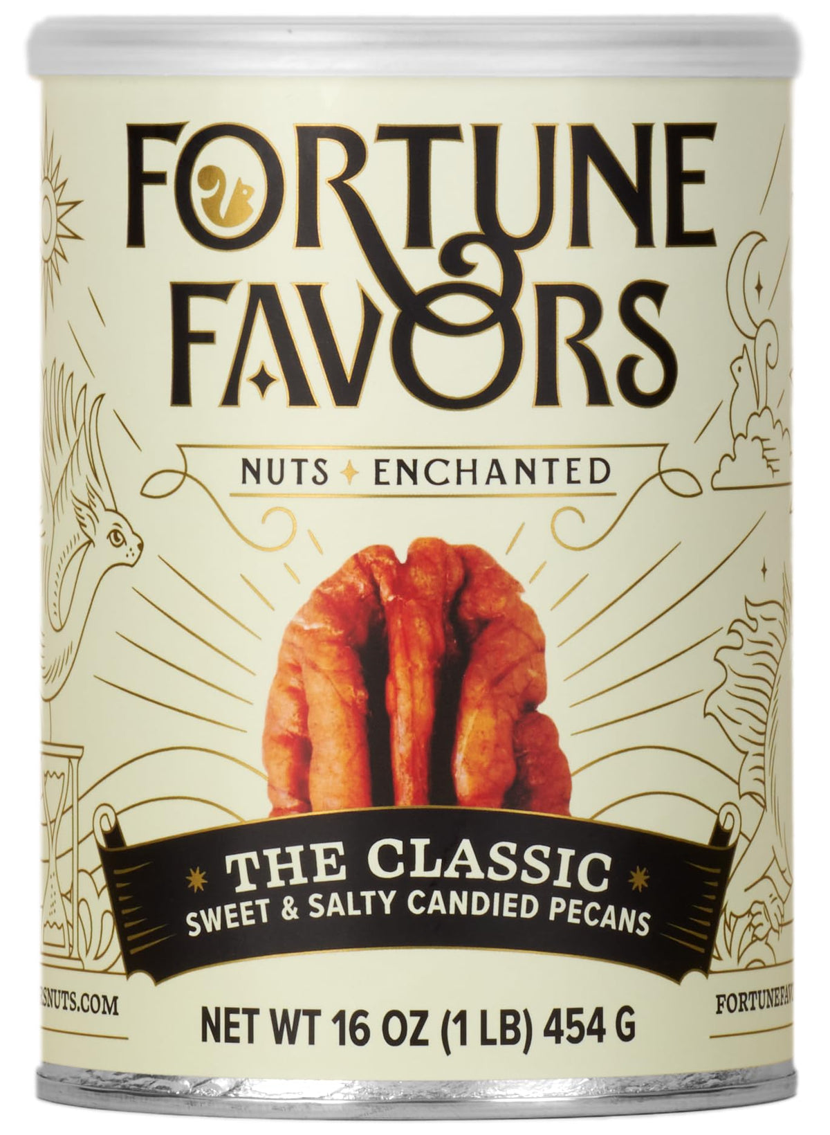 Fortune Favors Candied Pecans – Sweet & Salty Snack, Handcrafted Small Batches, USA-Grown Pecans (16oz, Classic)