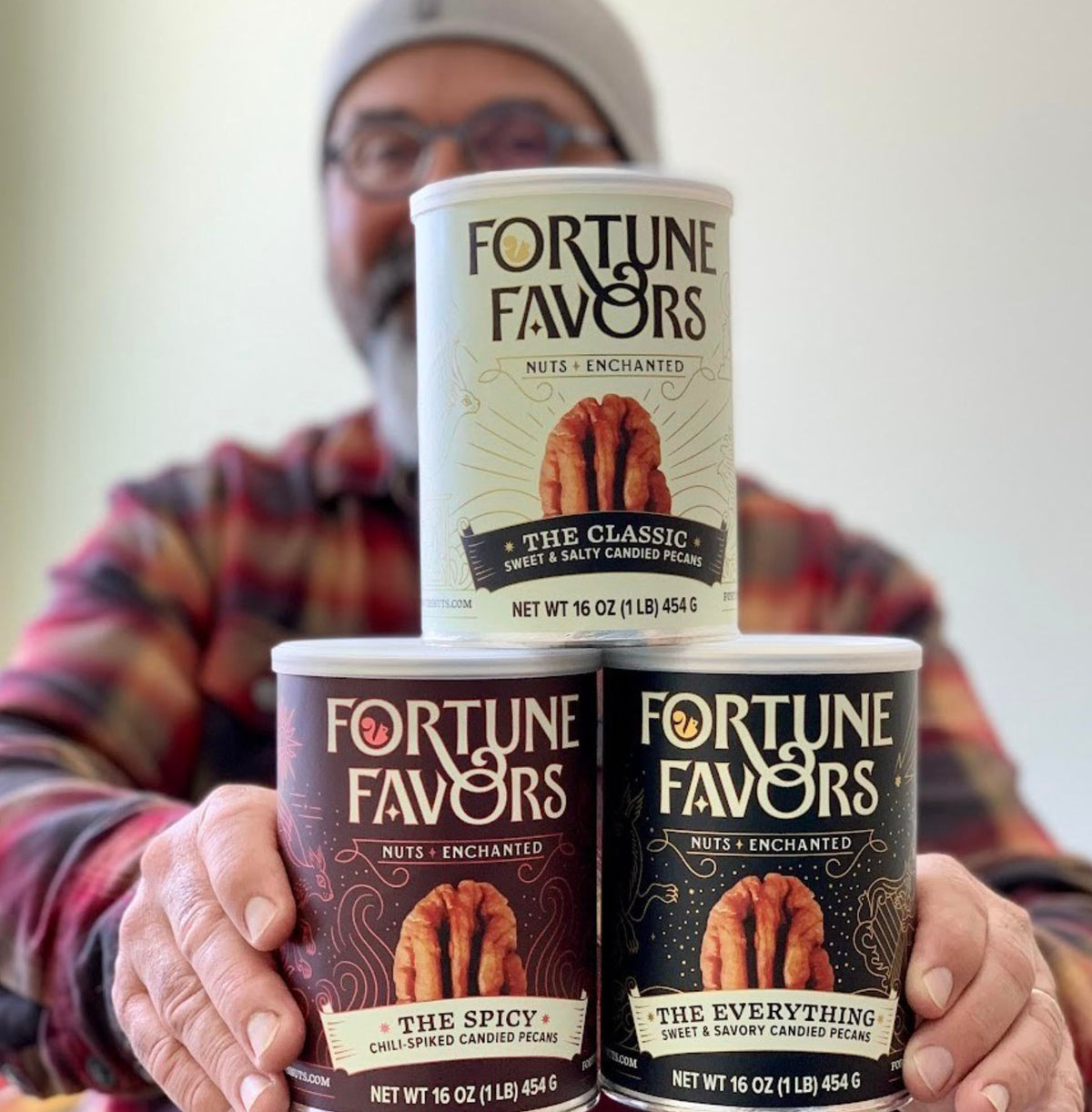 Fortune Favors Candied Pecans – Sweet & Salty Snack, Handcrafted Small Batches, USA-Grown Pecans (16oz, Classic)