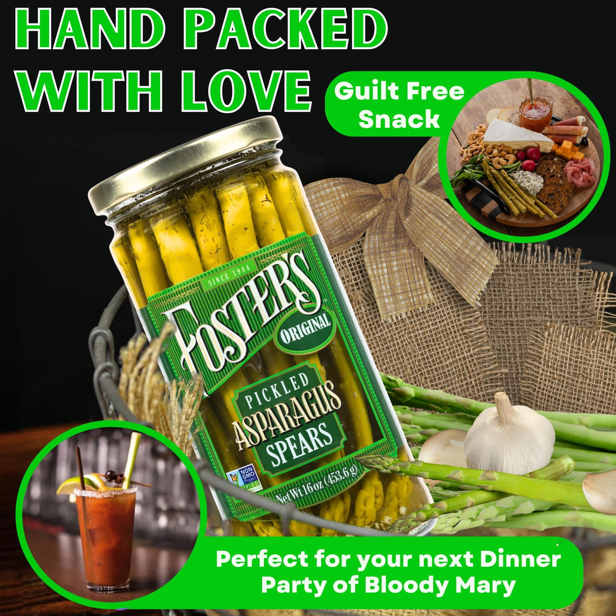 Foster's Since 1984 Pickled Asparagus Spears – Original 16oz Two-Pack