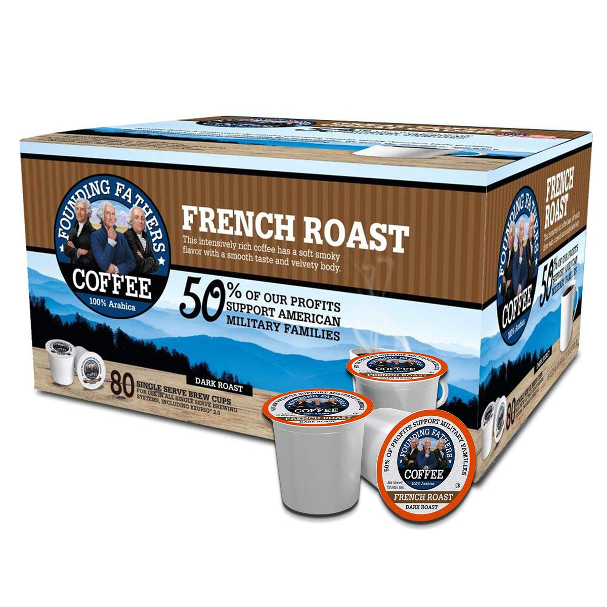 Founding Fathers Coffee French Roast K-Cup Pods (80 Count) – Keurig 2.0 Compatible