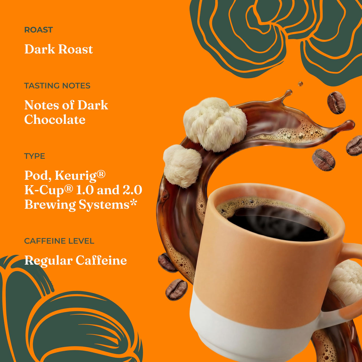 Four Sigmatic Mushroom Coffee K-Cups — Organic Dark Roast with Lion’s Mane & Yacon | Focus, Creativity, Vegan & Keto | 24 Count