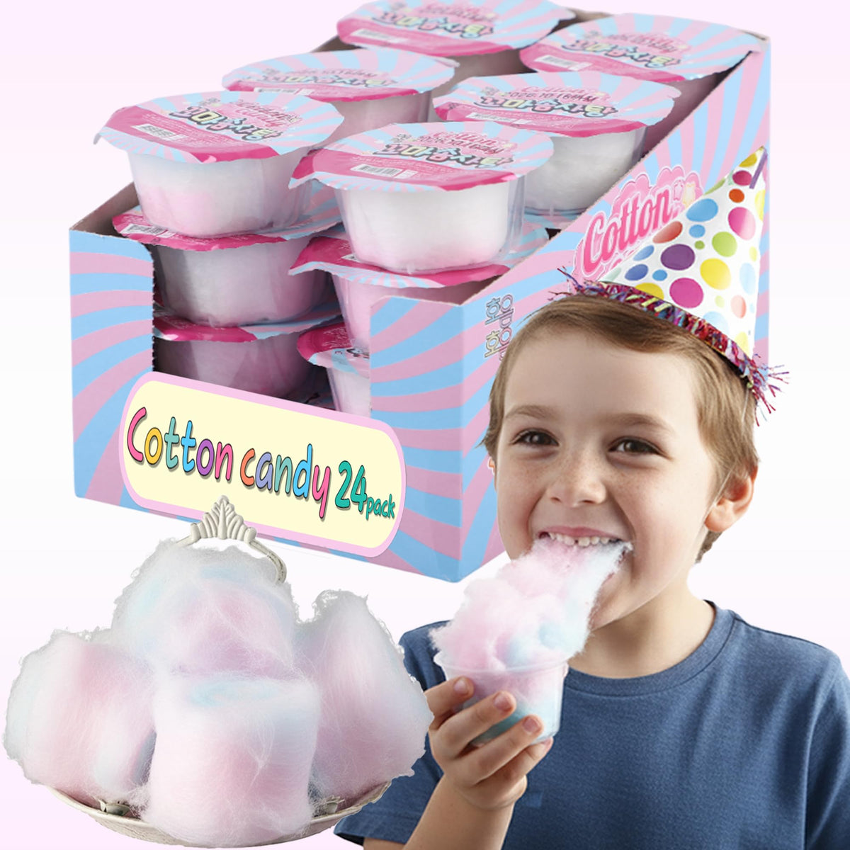 Fragrant Tree 24-Pack Fluff Pop Cotton Candy – 24 Individually Wrapped Bags (3.38 oz total) for Parties & Gifts