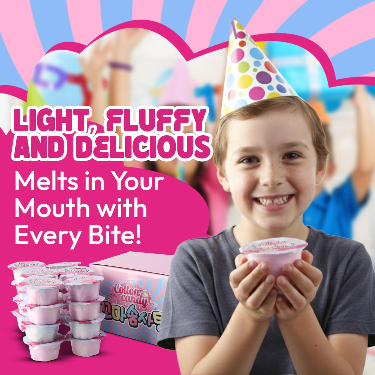 Fragrant Tree 24-Pack Fluff Pop Cotton Candy – 24 Individually Wrapped Bags (3.38 oz total) for Parties & Gifts