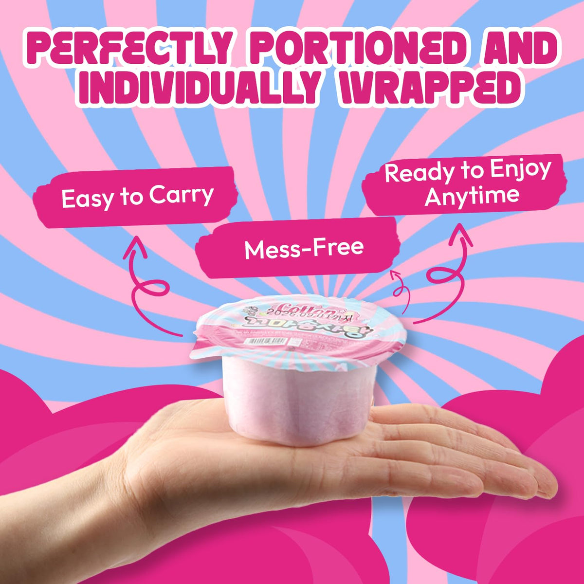 Fragrant Tree 24-Pack Fluff Pop Cotton Candy – 24 Individually Wrapped Bags (3.38 oz total) for Parties & Gifts