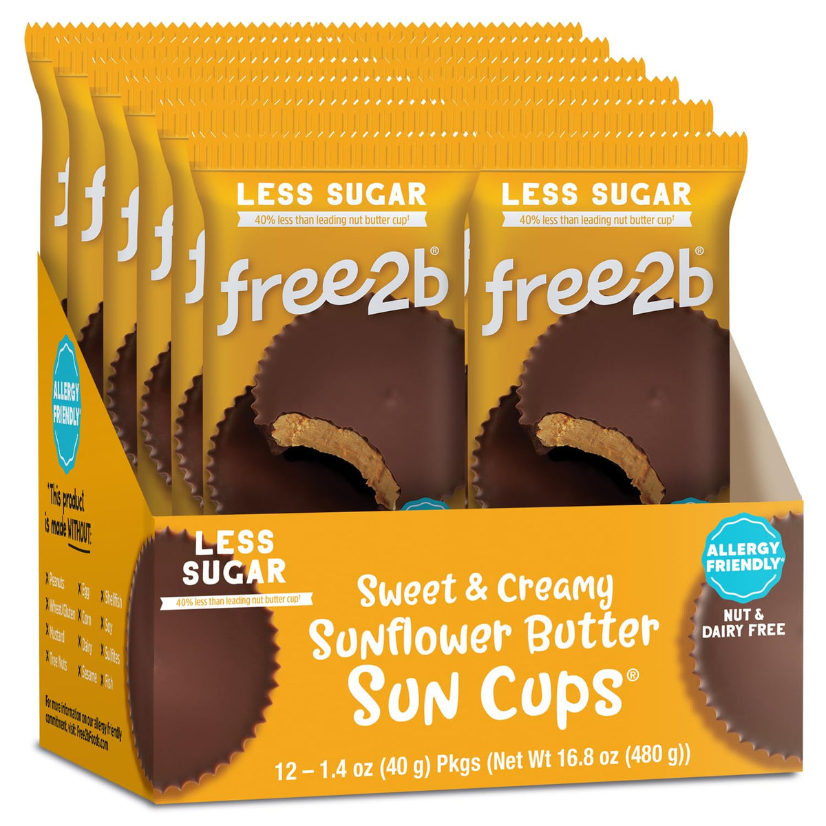 Free 2b Chocolate Sun Cups – Gluten-Free, Dairy-Free, Nut-Free & Soy-Free, 1.4 oz Each (Pack of 12)
