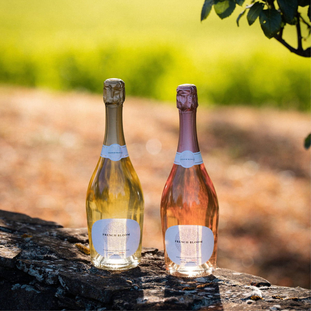 French Bloom Duo Set – 0.0% Alcohol-Free Sparkling Wine (Le Blanc & Le Rosé) 750ml | Organic, Vegan, Low Calorie