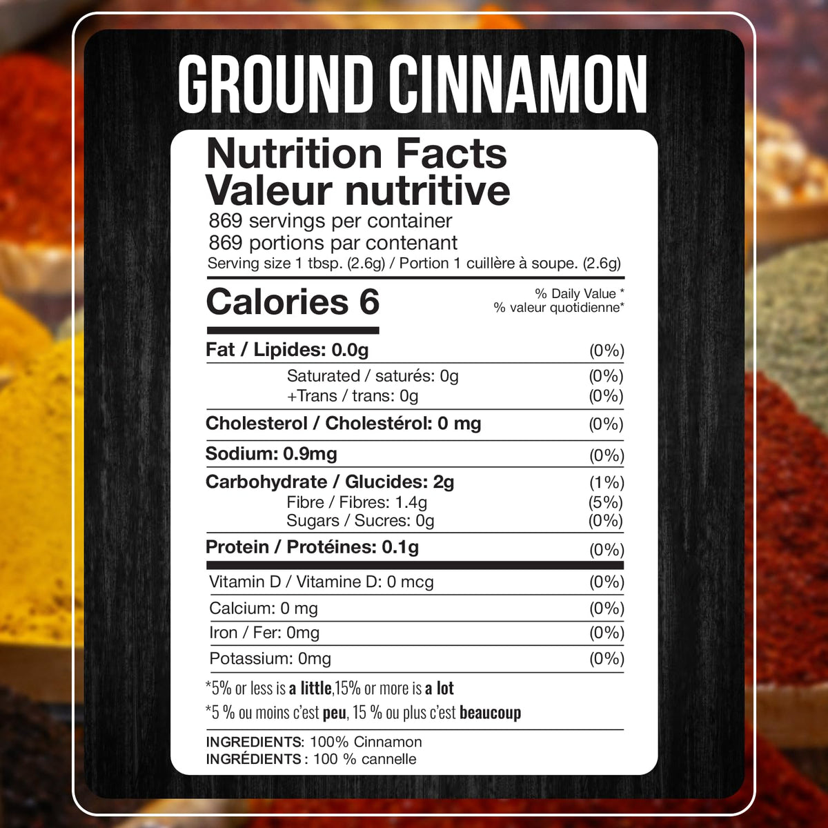 Fresh Finest Bulk 5LB Ground Cinnamon Powder – Kosher Certified, Ideal for Desserts, Tea, Cider, and Rubs