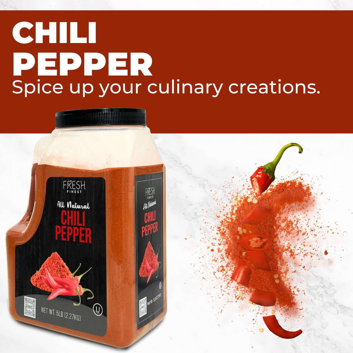 Fresh Finest 5 lb Chili Powder – Bulk Red Pepper Seasoning, Non-GMO, Kosher Certified